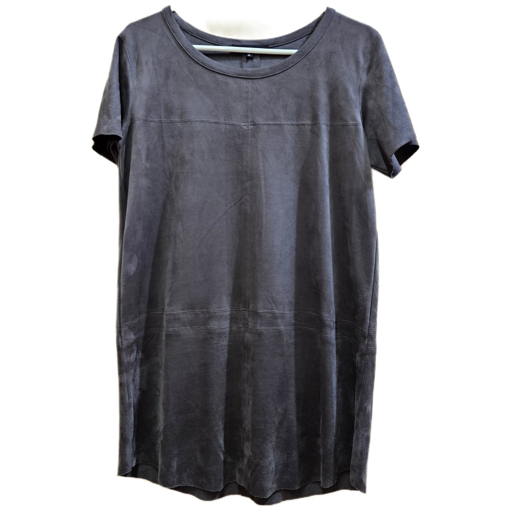 Olivaceous Gray Faux Suede Kimmie Shift Pullover Mini Tunic‎ Dress Size Medium